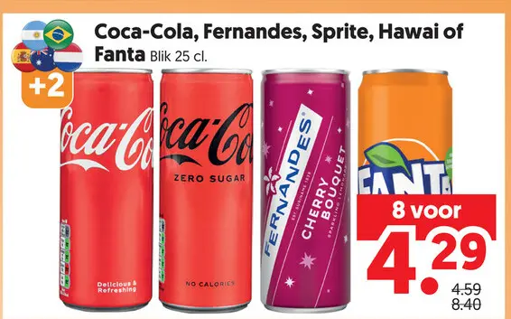 Aanbieding: Coca-Cola, Fernandes, Sprite, Hawai of Fanta