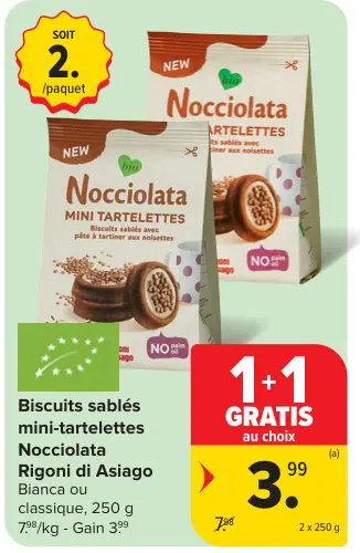 Offre: Biscuits sablés mini-tartelettes Nocciolata