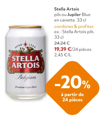 Offre: Stella Artois pils ou Jupiler Blue