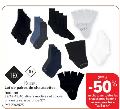 Offre: Lot de paires de chaussettes homme