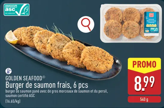 Offre: Burger de saumon frais, 6 pcs