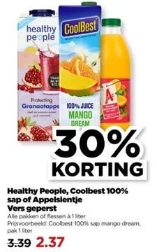 Aanbieding: Healthy People, Coolbest 100% sap of Appelsientje Vers gepest