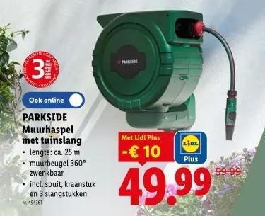 Promotie: Muurhaspel met tuinslang