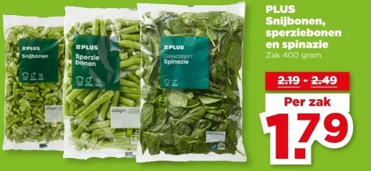 Aanbieding: Snijbonen, sperziebonen en spinazie