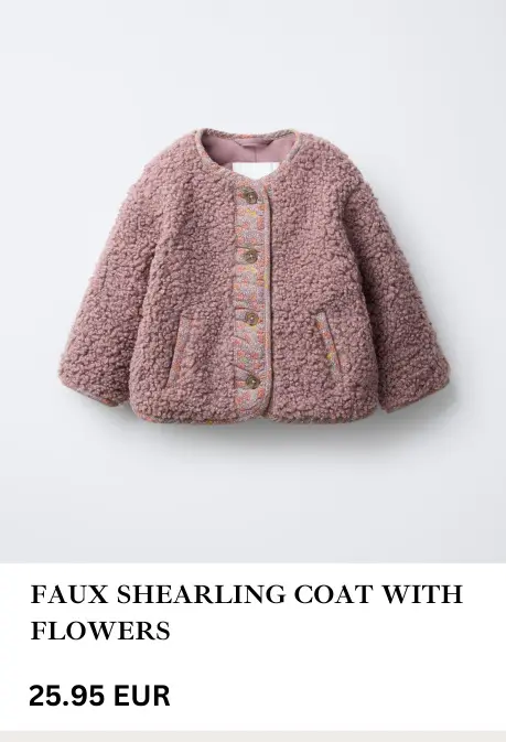 Aanbieding: Faux shearling coat with flowers
