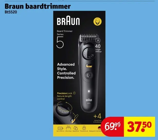 Aanbieding: Braun baardtrimmer Bt5520