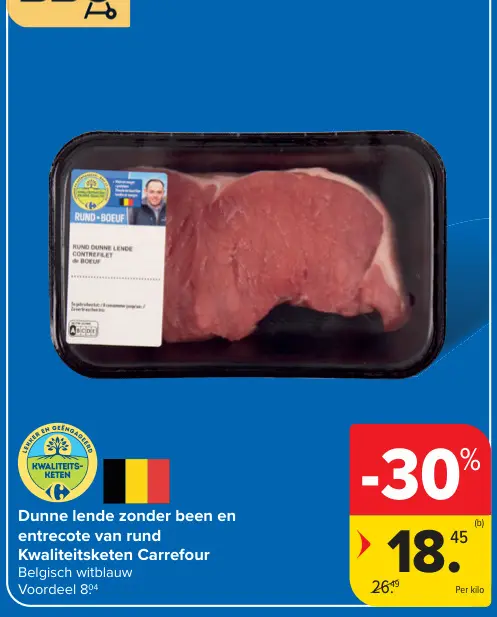 Promotie: Dunne lende zonder been en entrecote van rund