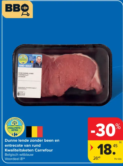 Promotie: Dunne lende zonder been en entrecote van rund