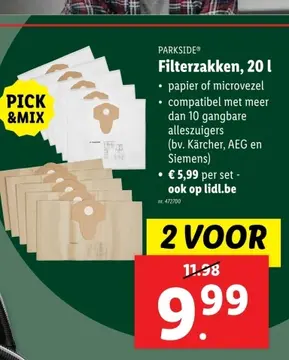 Aanbieding: Filterzakken, 20 l