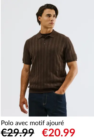 Offre: jbc Polo avec motif ajouré