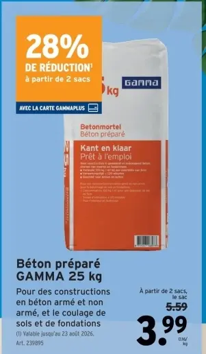 Offre: Béton préparé GAMMA 25 kg