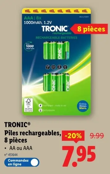 Offre: Piles rechargeables