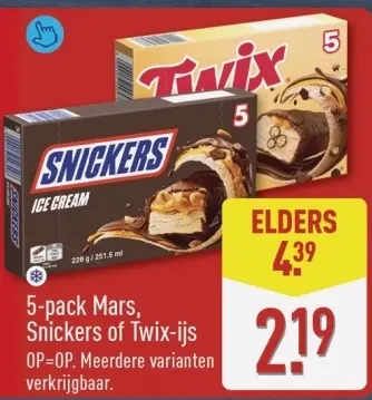 Aanbieding: Mars, Snickers of Twix-ijs