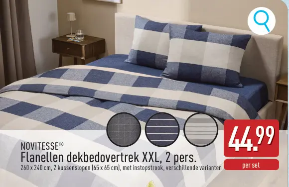 Promotie: Flanellen dekbedovertrek XXL, 2 pers.