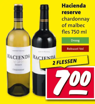 Aanbieding: Hacienda reserve chardonnay of malbec