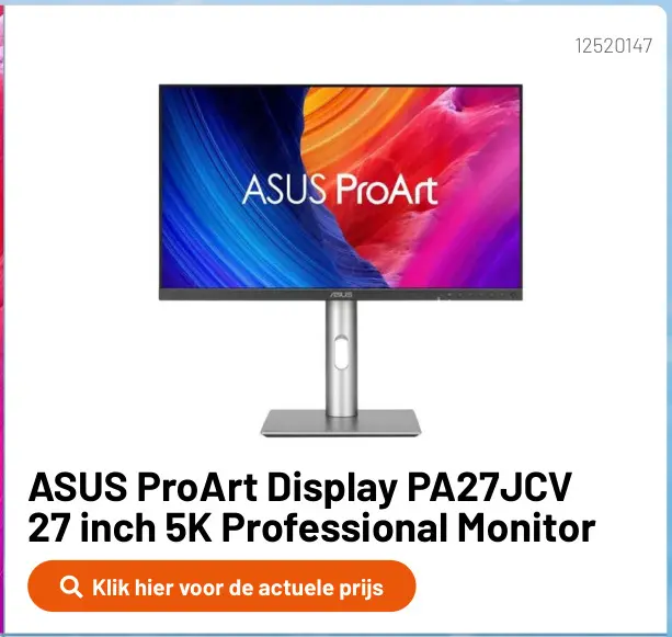 Promotie: ASUS ProArt Display PA27JCV 27 inch 5K Professional Monitor
