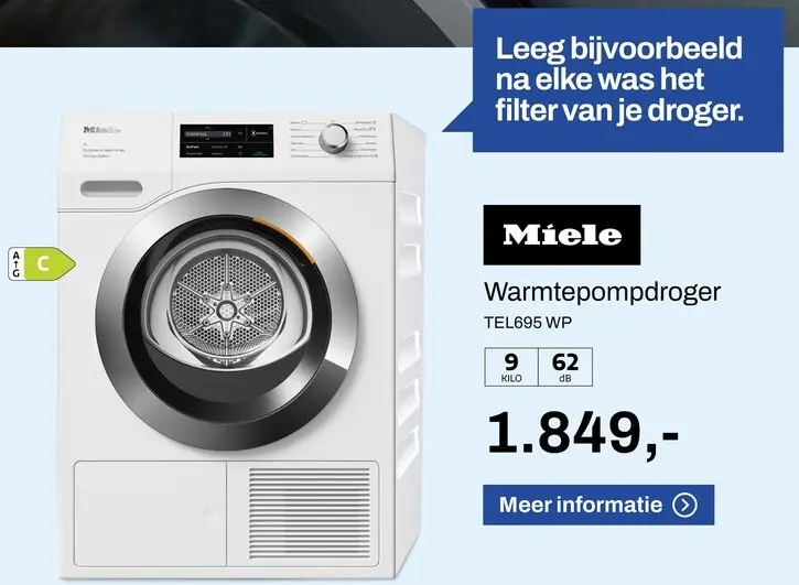 Aanbieding: Warmtepompdroger TEL695 WP