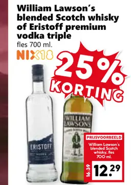 Aanbieding: William Lawson's blended Scotch whisky of Eristoff 