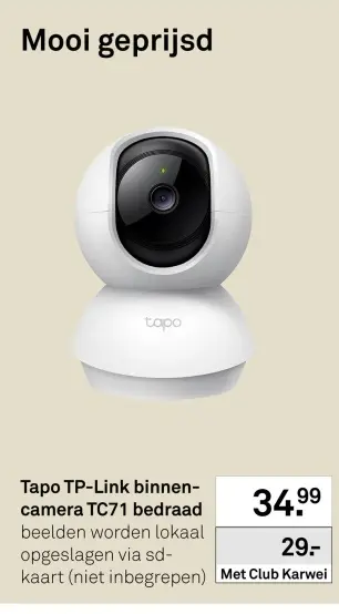 Aanbieding: Tapo TP-Link binnen-camera TC71 bedraad