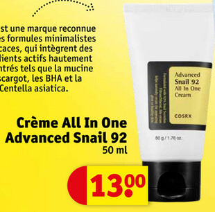 Offre: Crème All In One Advanced Snail 92