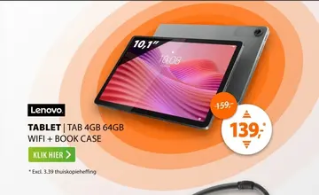 Aanbieding: Lenovo Tab 4GB 64GB Wifi + Book Case Grijs