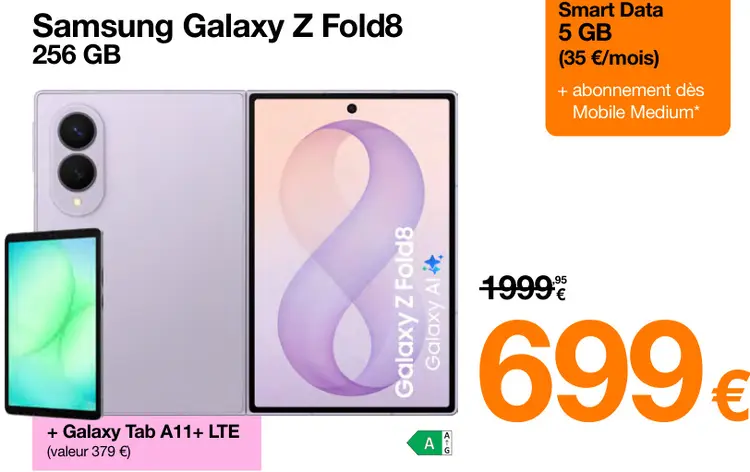 Offre: Galaxy Z Fold8 256 GB + Galaxy Tab A11+ LTE