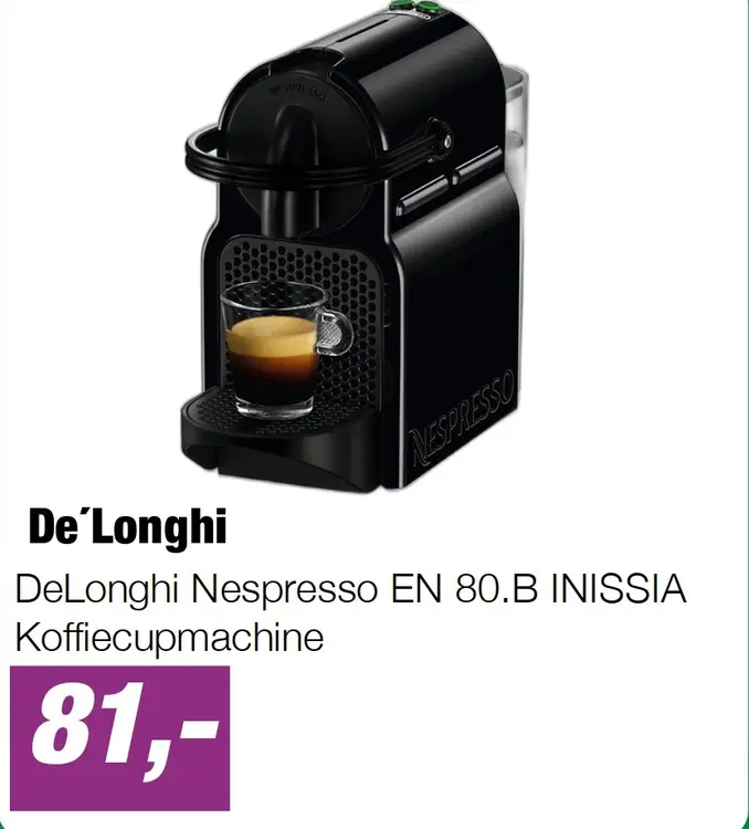 Aanbieding: DeLonghi Nespresso EN 80.B INISSIA Koffiecupmachine