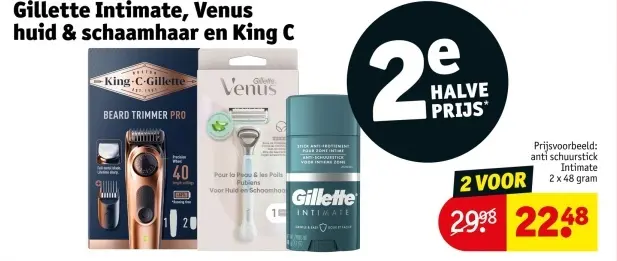 Aanbieding: Gillette Intimate, Venus huid & schaamhaar en King C