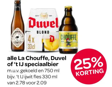 Aanbieding: La Chouffe, Duvel of 't IJ speciaalbier