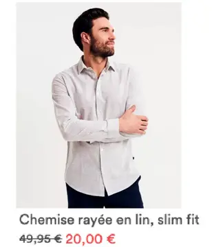 Offre: Chemise rayée en lin, slim fit