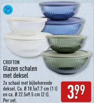 Aanbieding: Glazen schalen met deksel