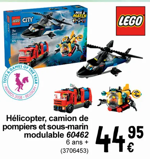 Offre: Hélicopter, camion de pompiers et sous-marin 