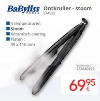 Aanbieding: BaByliss Ontkruller - stoom ST492E