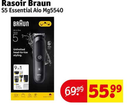 Offre: Rasoir Braun S5 Essential Aio Mg5540