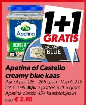 Aanbieding: Apetina of Castello creamy blue kaas