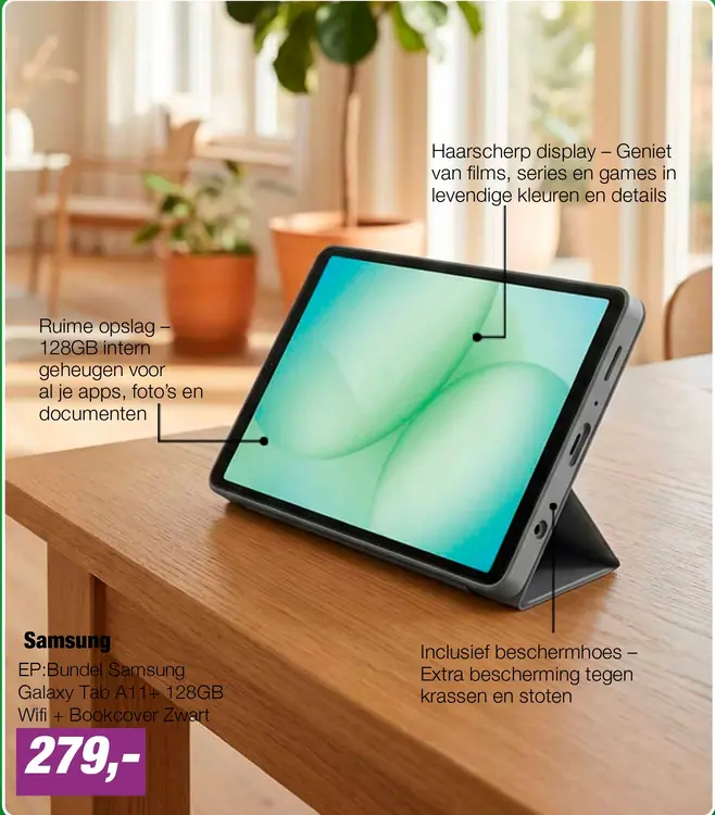 Aanbieding: EP:Bundel Samsung Galaxy Tab A11+ 128GB Wifi + Bookcover Zwart