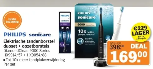 Aanbieding: Elektrische tandenborstel duoset + opzetborstels