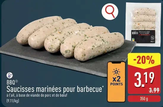Offre: Saucisses marinées pour barbecue
