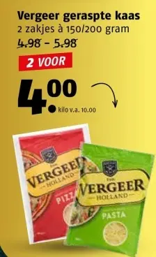 Aanbieding: Vergeer geraspte kaas