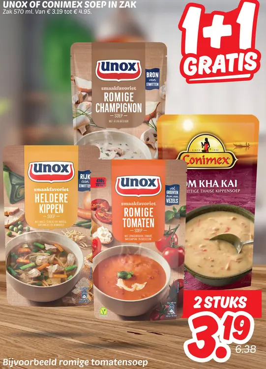 Aanbieding: Unox of Conimex soep in zak