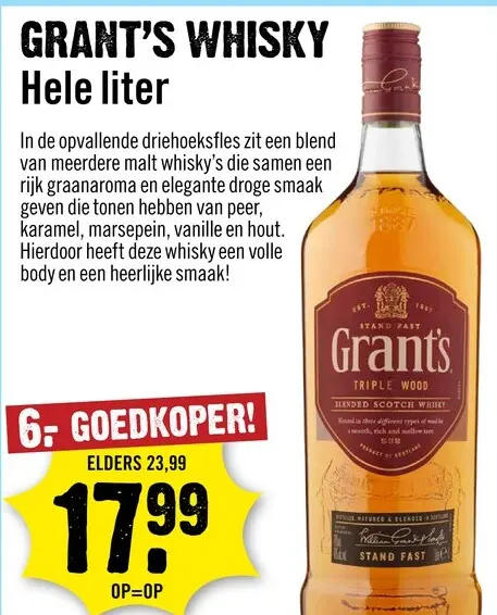 Aanbieding: Grant's Triple Wood blended Whisky 100 cl