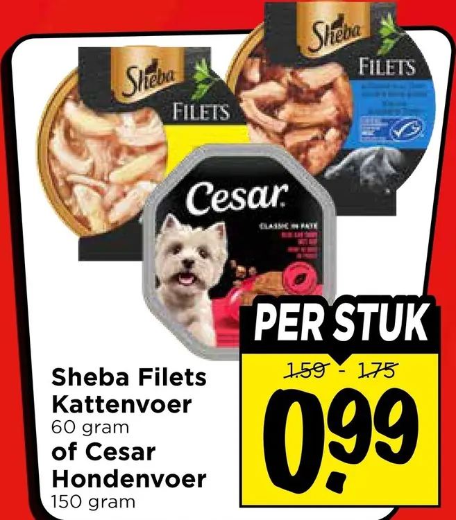 Aanbieding: Filets Kattenvoer of Cesar Hondenvoer