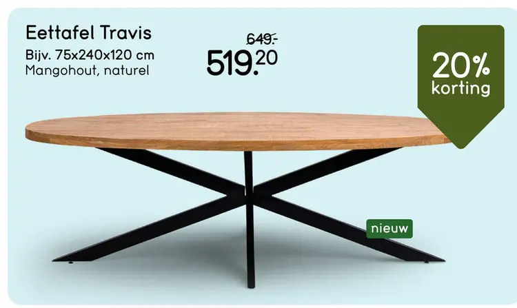 Aanbieding: Eettafel Travis