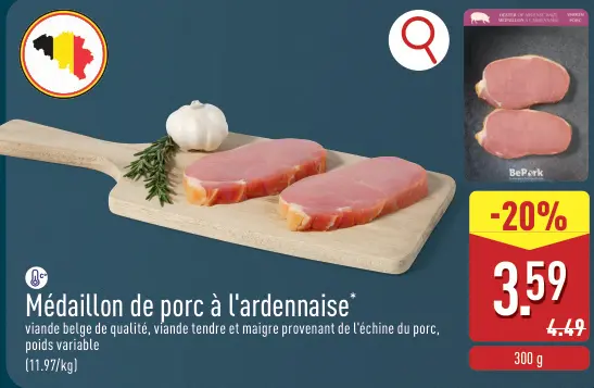 Offre: Médaillon de porc à l'ardennaise