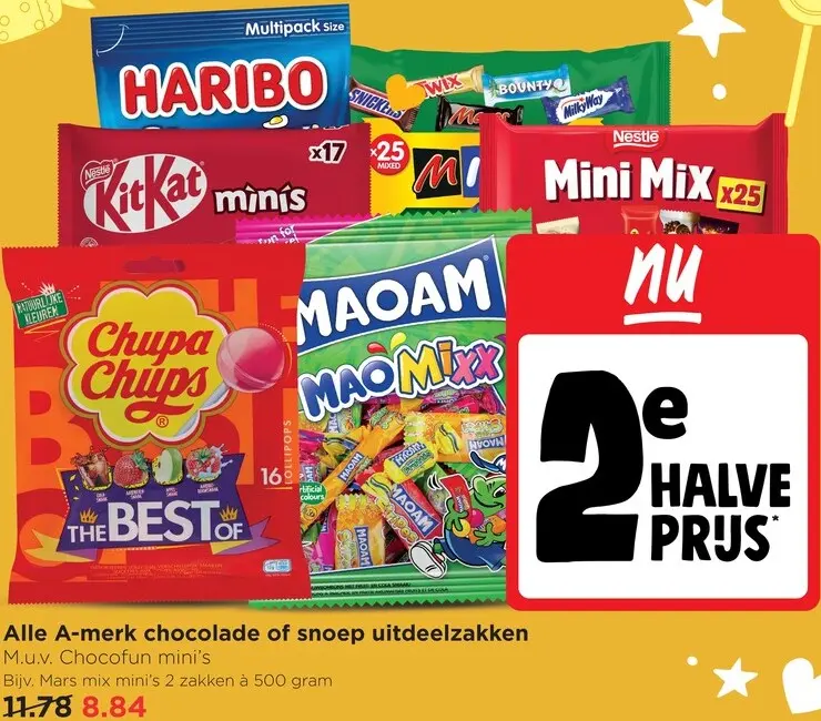 Aanbieding: Chocolade of snoep uitdeelzakken