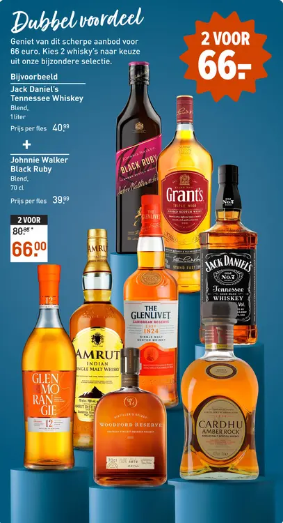 Aanbieding: 2 whisky's naar keuze