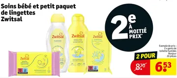 Offre: Soins bebe et petit paquet de lingettes Zwitsal