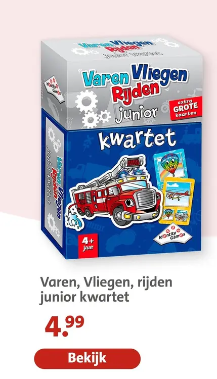 Aanbieding: Varen, Vliegen, rijden junior kwartet