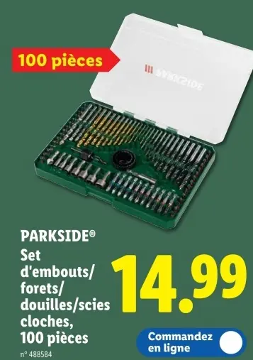 Offre: Set d'embouts/forets/douilles/scies cloches