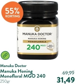 Aanbieding: Manuka Doctor Manuka Honing Monofloral MGO 240 - 250g